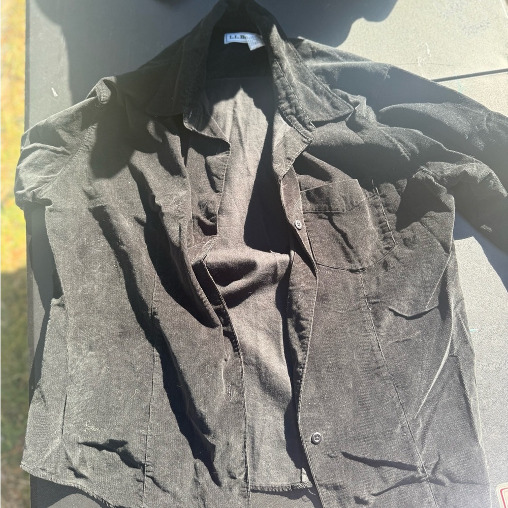 L.L. Bean Black Corduroy Button-Up Shirt